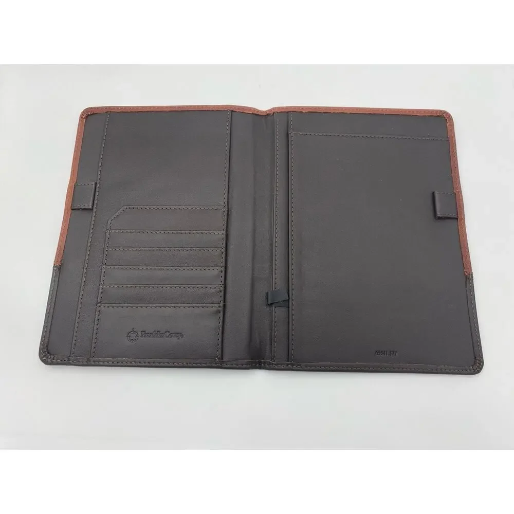 Franklin Covey Brown Full Grain Leather Organizer Portfolio Planner Cover 9.5”